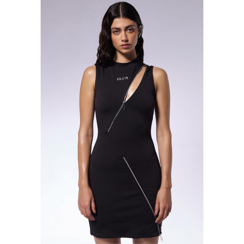 CILVR Zipper Accent Jersey Dress