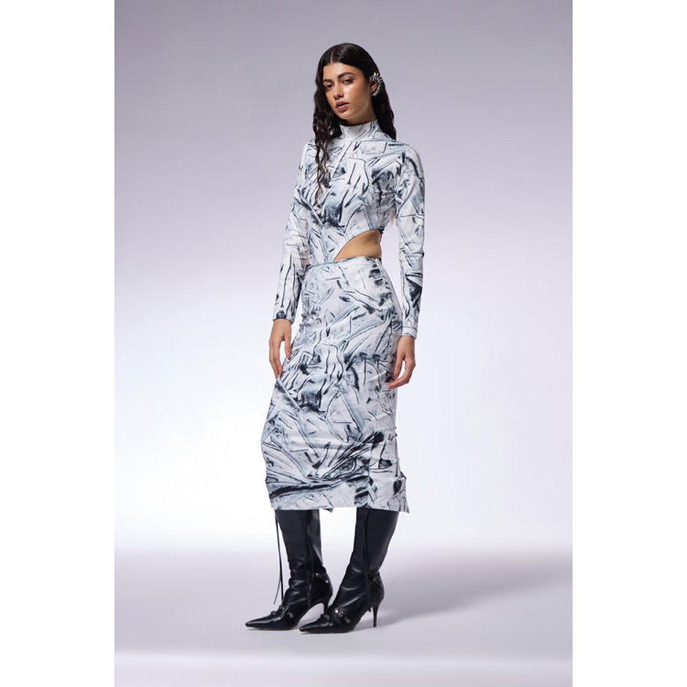 CILVR Crushed Paper White Illusion Skirt