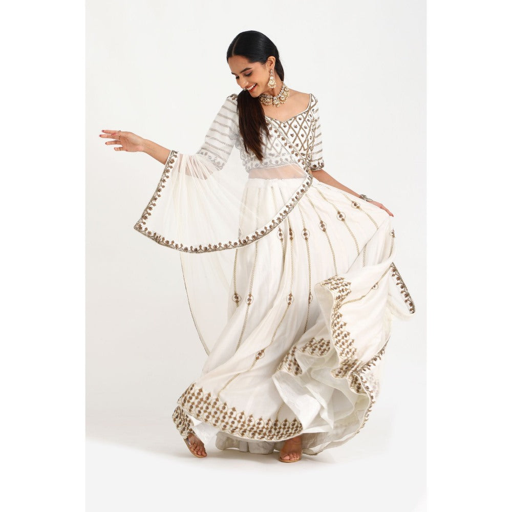 Closet Aura Embellished Lehenga with Blouse & Dupatta (Set of 3)