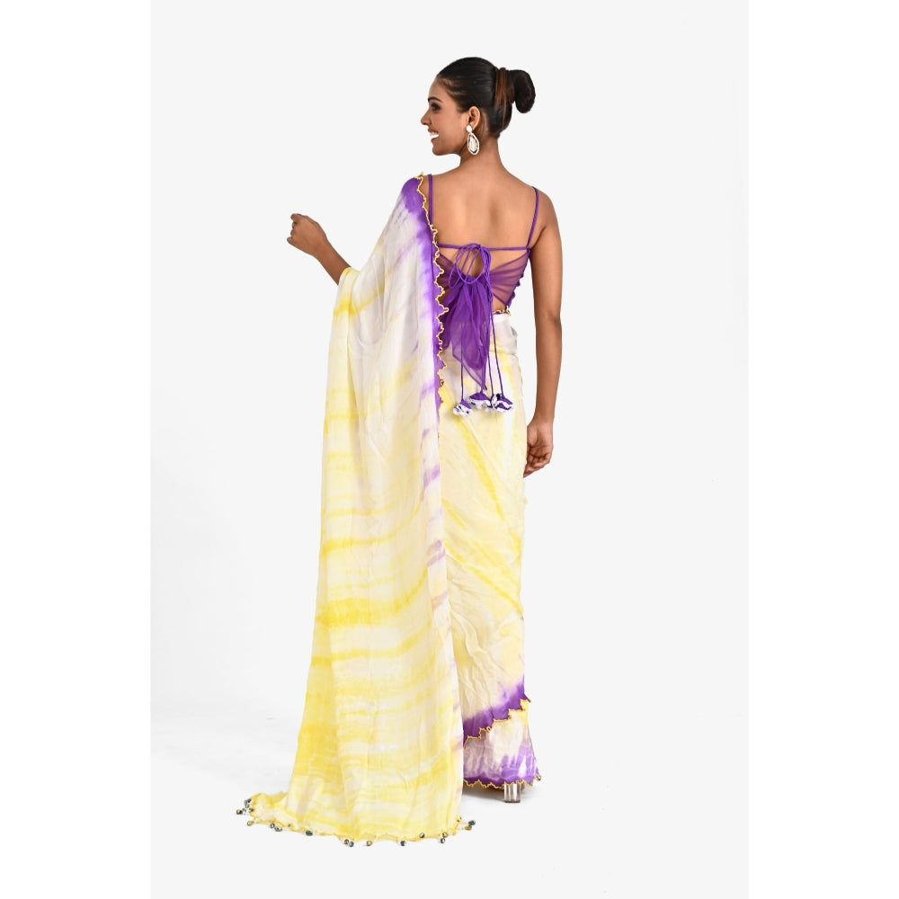 Closet Aura Multi-Color Tie & Dye Saree with Stitched Blouse