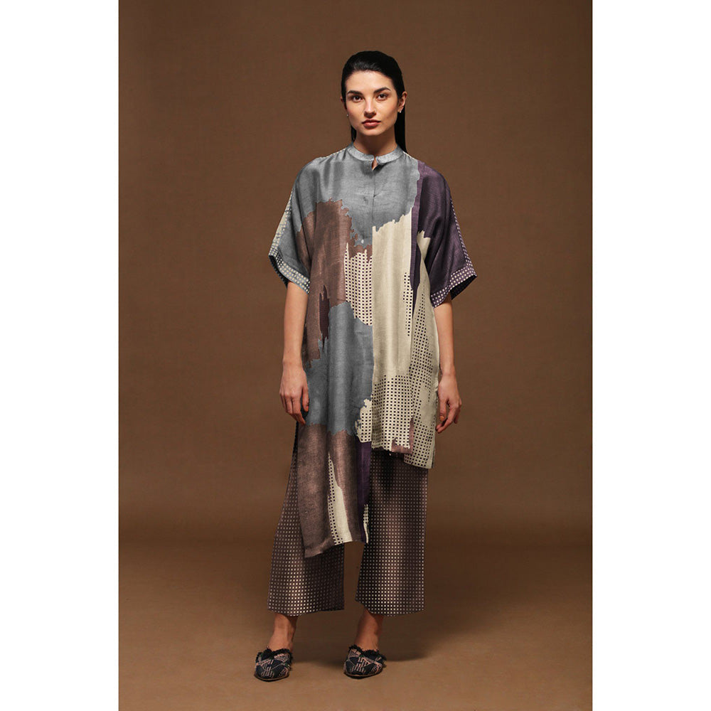 clos Sandstone Rich Dupion Silk Tunic with Pant (Set of 2)