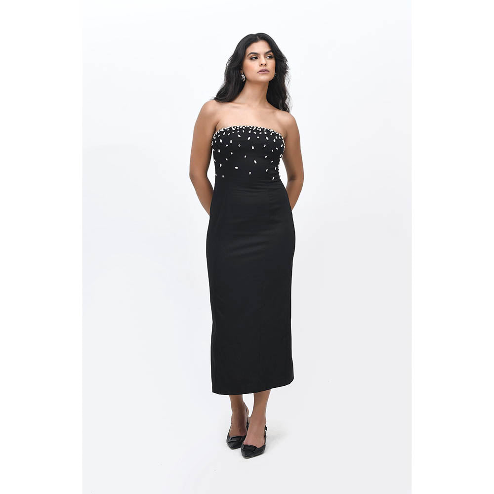 Contemponari Black After Midnight Embellished Dress