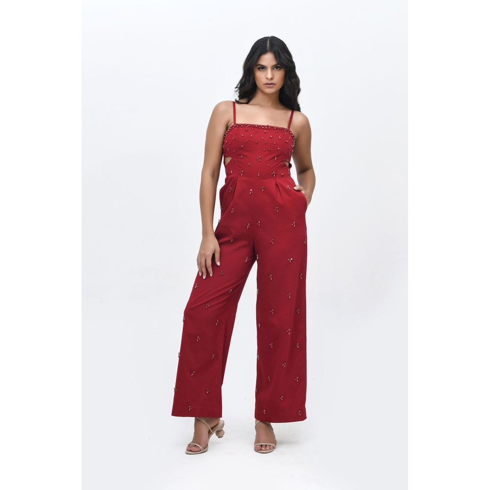 Contemponari Queen Of Hearts Embellished Jumpsuit