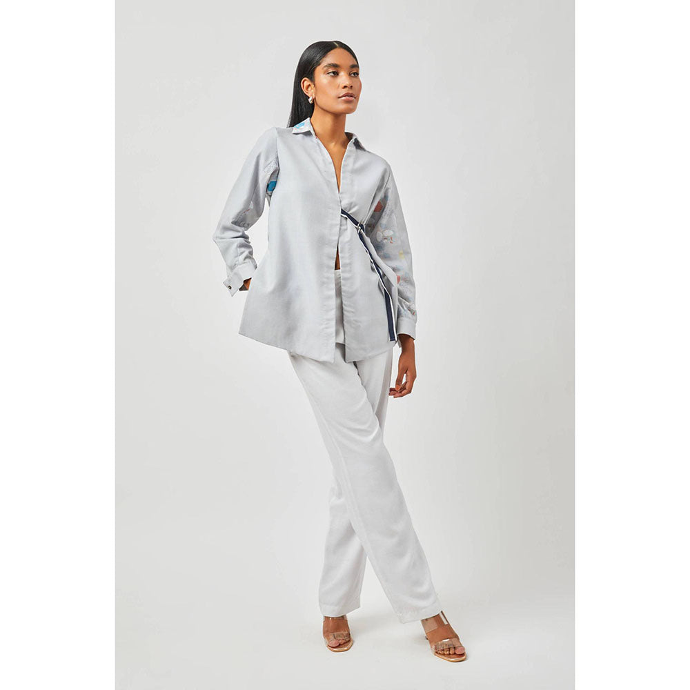 Contemponari Grey Olivia Collar Neck Overshirt