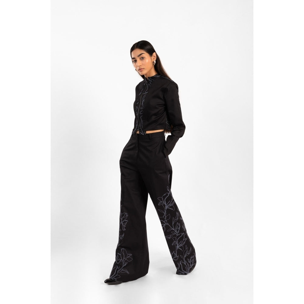 Contemponari Black Verona Embroidered Co-Ord (Set of 2)