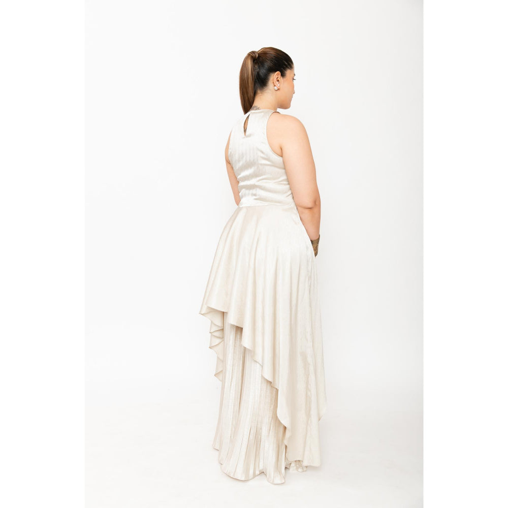 Contemponari Cream Vanilla Dusk Top with Palazzo