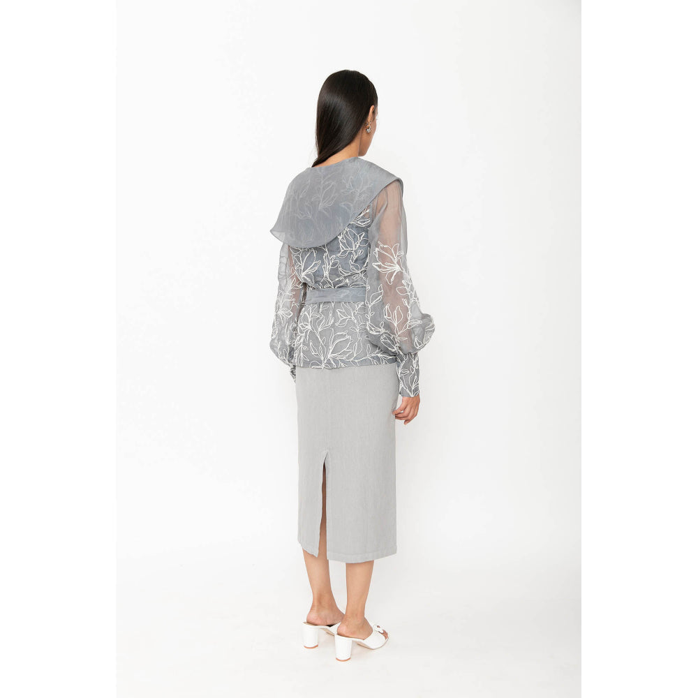 Contemponari Aelora Top with Belt - Grey