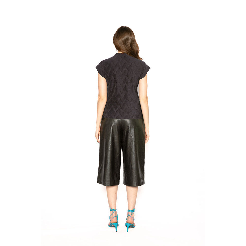 Contemponari Navy Blue Textured Orion Top