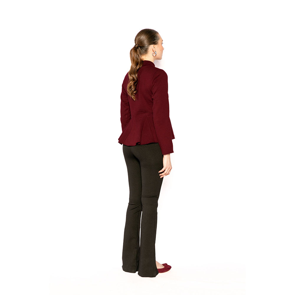 Contemponari Maroon Solid Full Sleeves Trojan Top