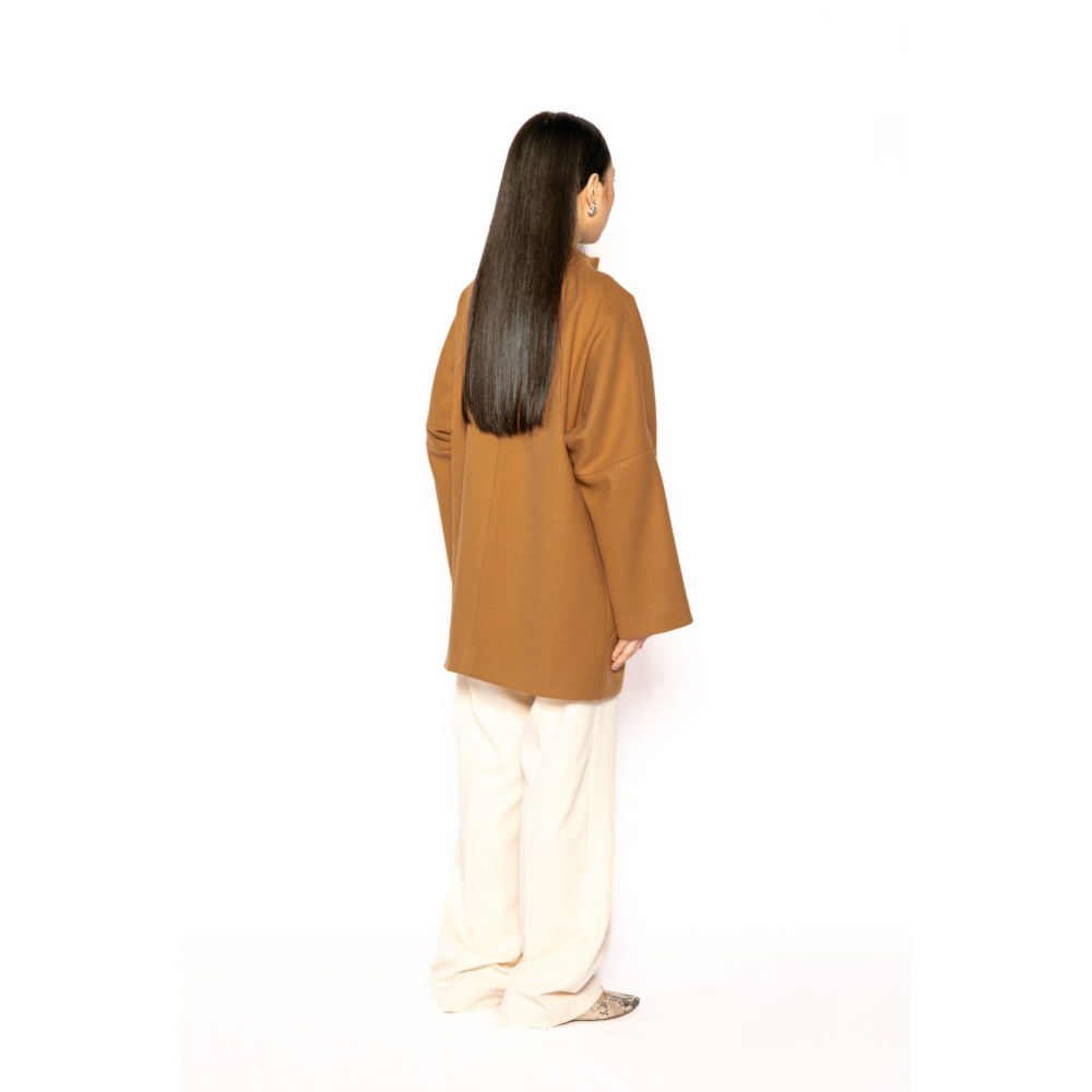 Contemponari Womens Archer Solid Brown Wintercoat