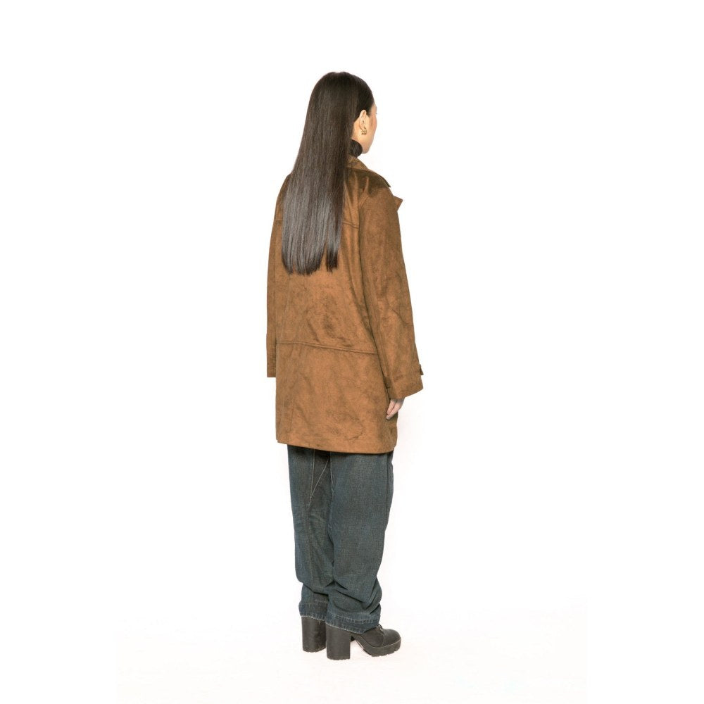 Contemponari Womens Leo Solid Brown Coat