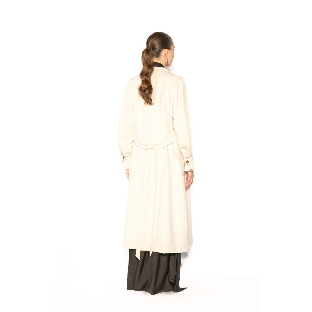 Contemponari Womens Penelope Solid Beige Coat