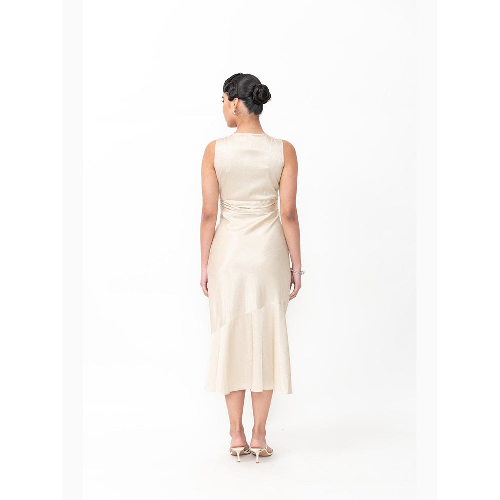 Contemponari The Vow Beige Midi Dress