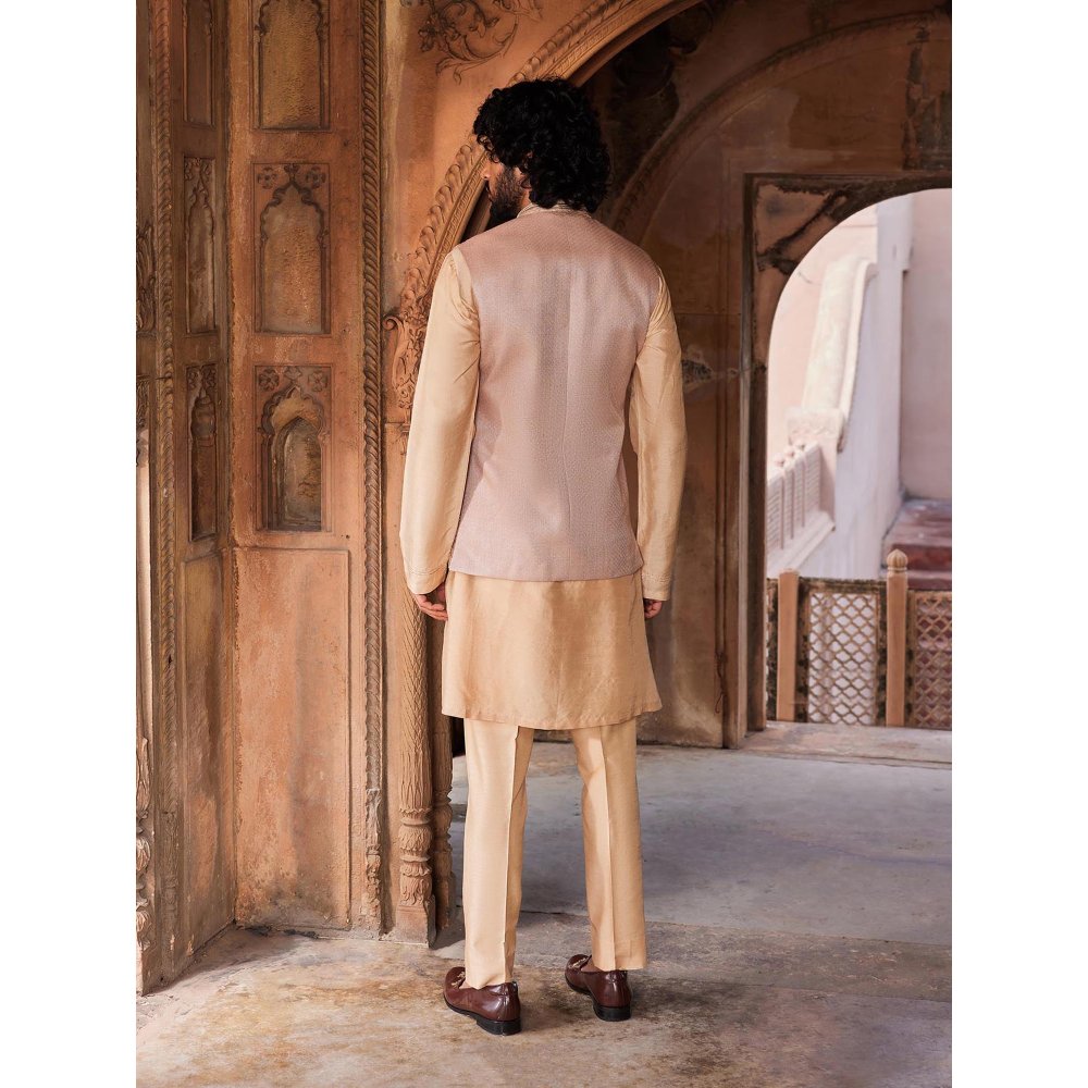 CONTRAST BY PARTH Cream Ibaadat Nehru Jacket with Kurta and Pant (Set of 3)