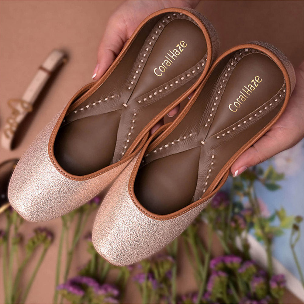 Coral Haze Light Rose Gold Shimmer Juttis (Euro 35)