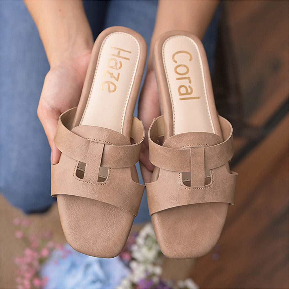 Coral Haze Beige Multi Strap Flats