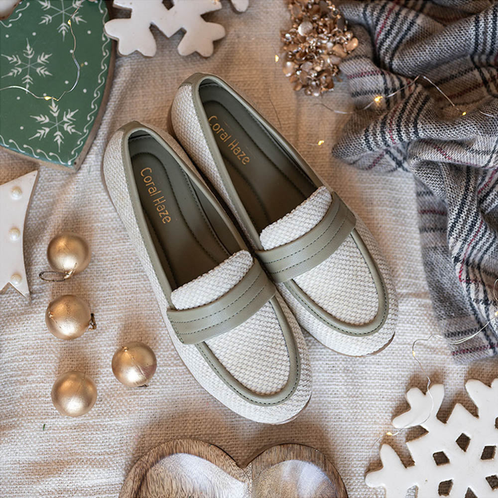 Coral Haze Vegan Leather Womem Platform Loafers Ivory