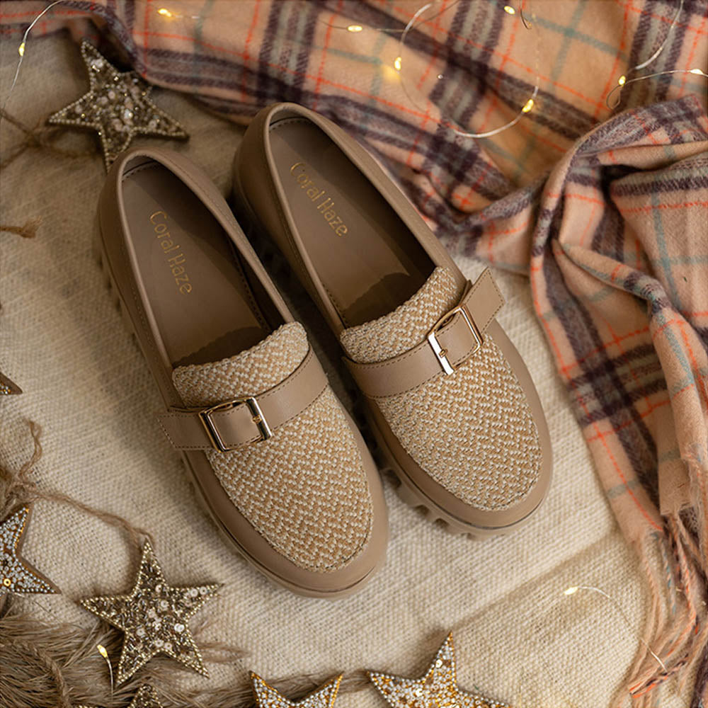 Coral Haze Vegan Leather Womem Platform Loafers Tan