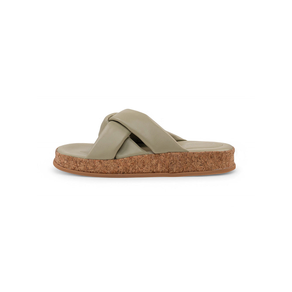 Coral Haze Light Sage Green Cushioned Flatform Sandals