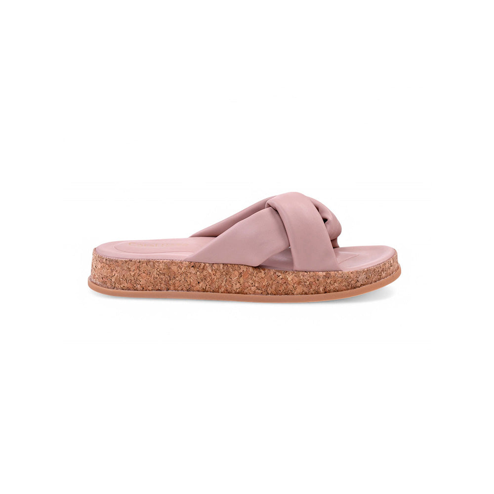 Coral Haze Dusty Pink Cushioned Flatform Sandals