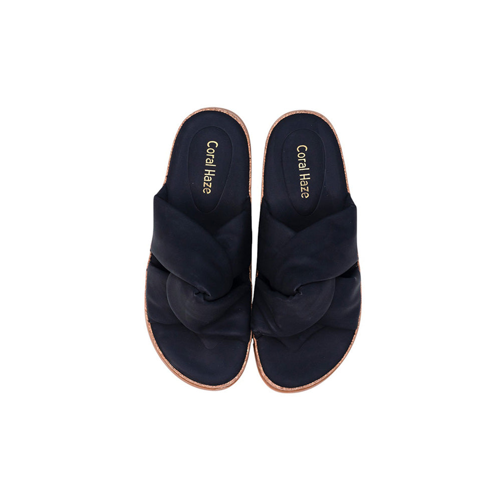 Coral Haze Black Cushioned Flatform Sandals
