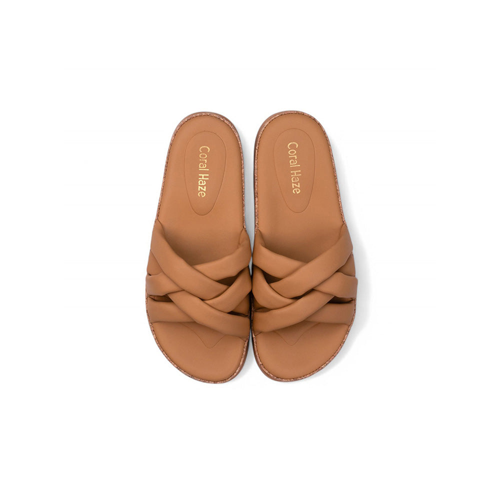 Coral Haze Tan Cushioned Flatform Sandals