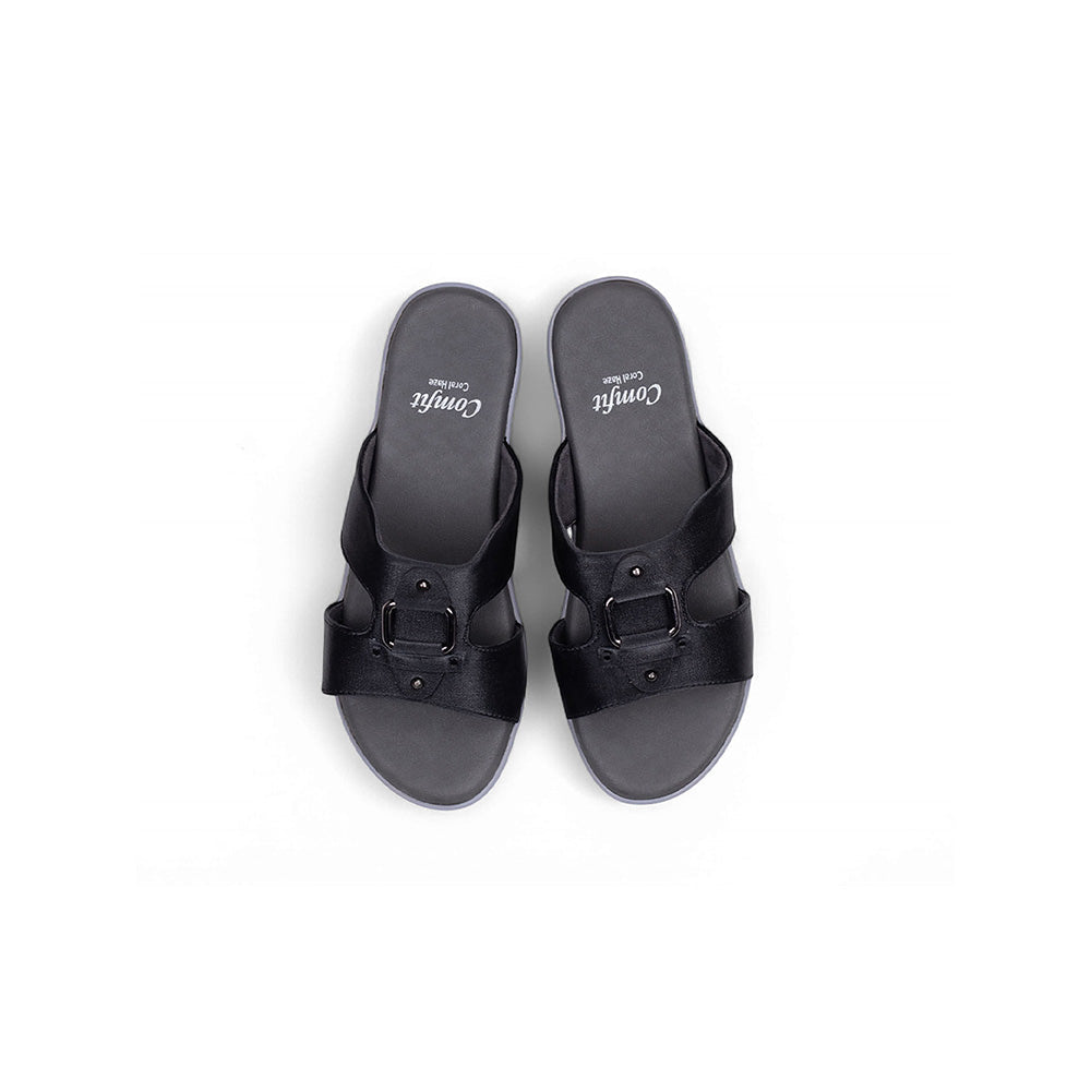 Coral Haze Black Vegan Leather Women Sandals