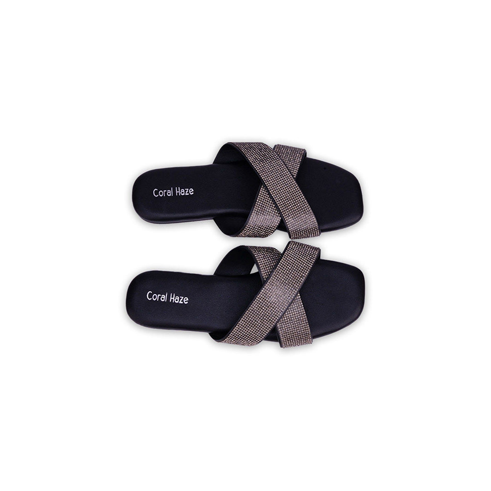 Coral Haze Black Eve Flats for Women