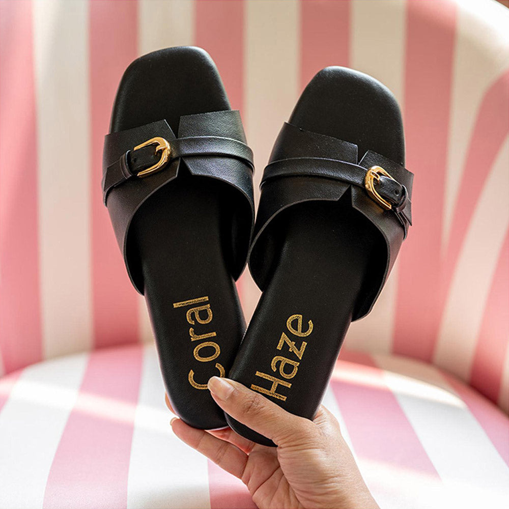 Coral Haze Black Dana Flats for Women