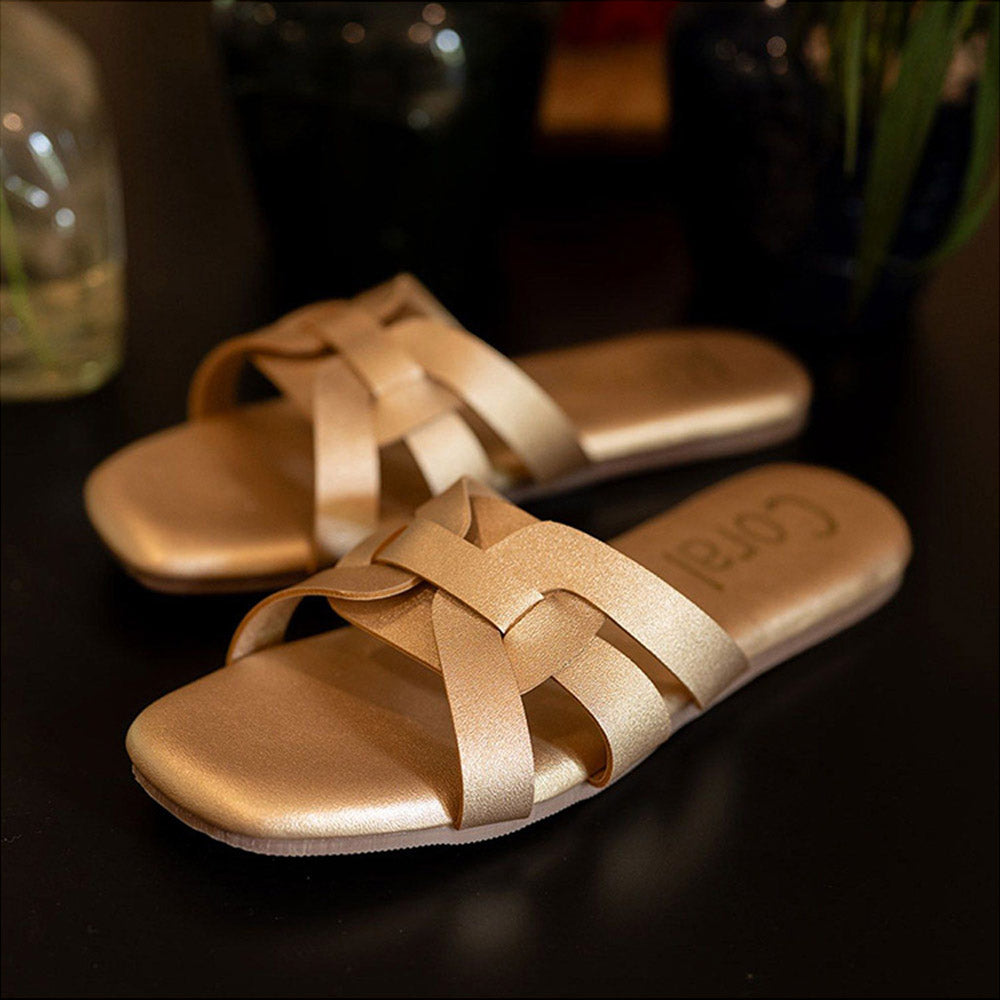 Coral Haze Gold Adele Flats for Women