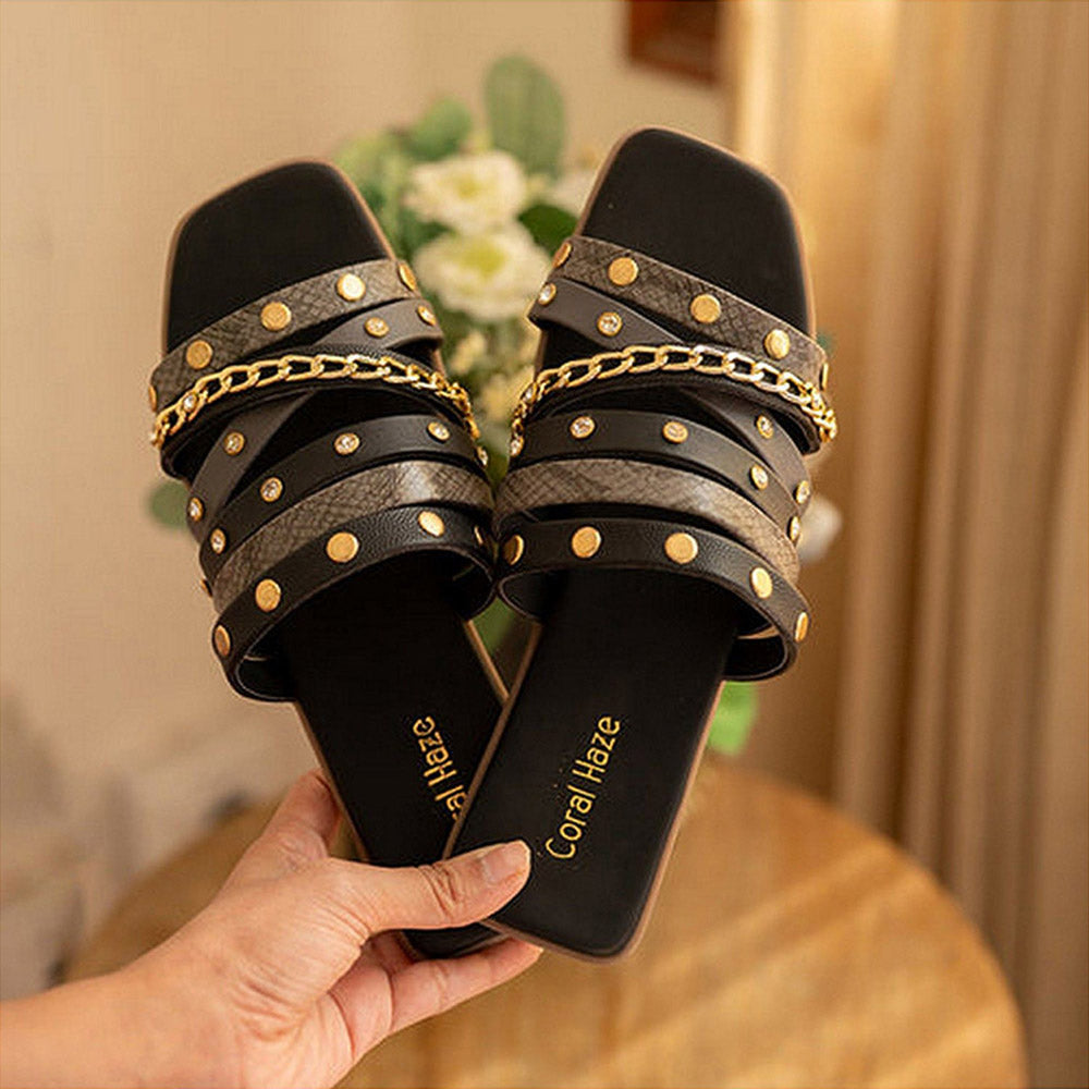 Coral Haze Women Black Christina Flats