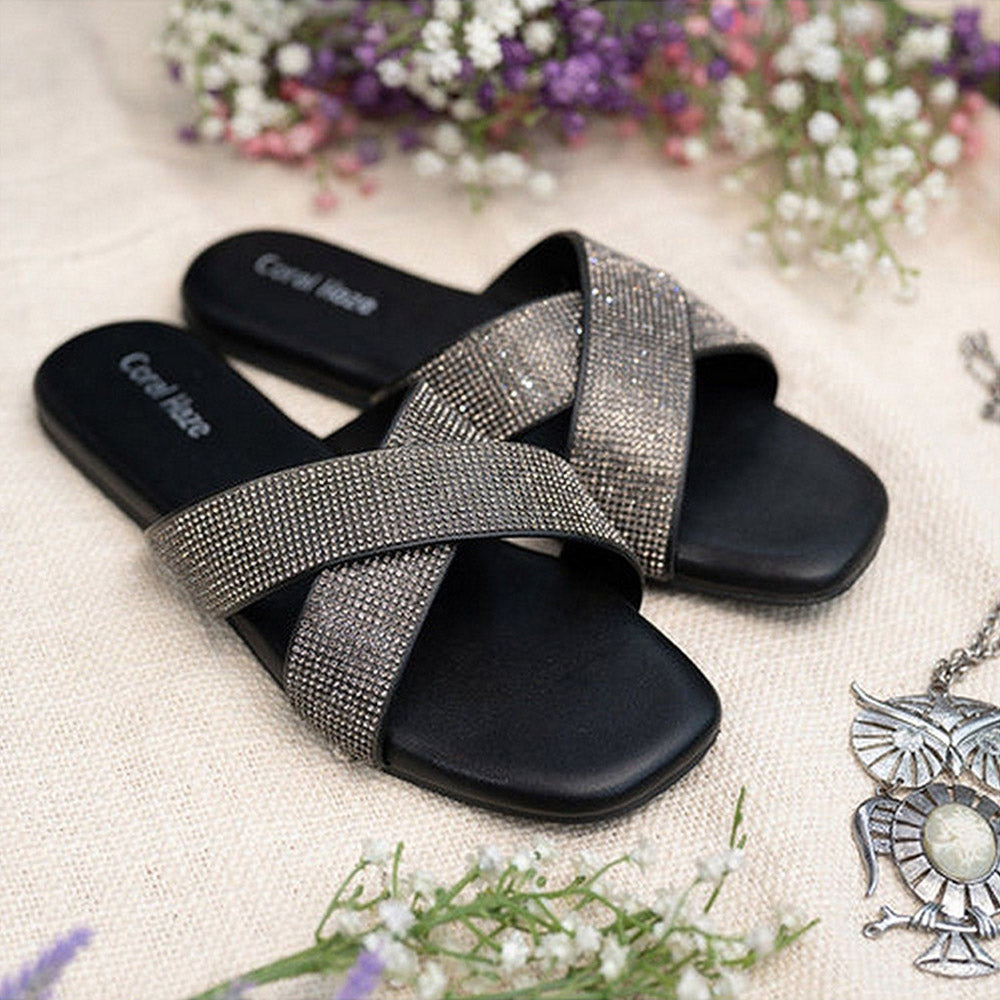 Coral Haze Eve Women Black Flats