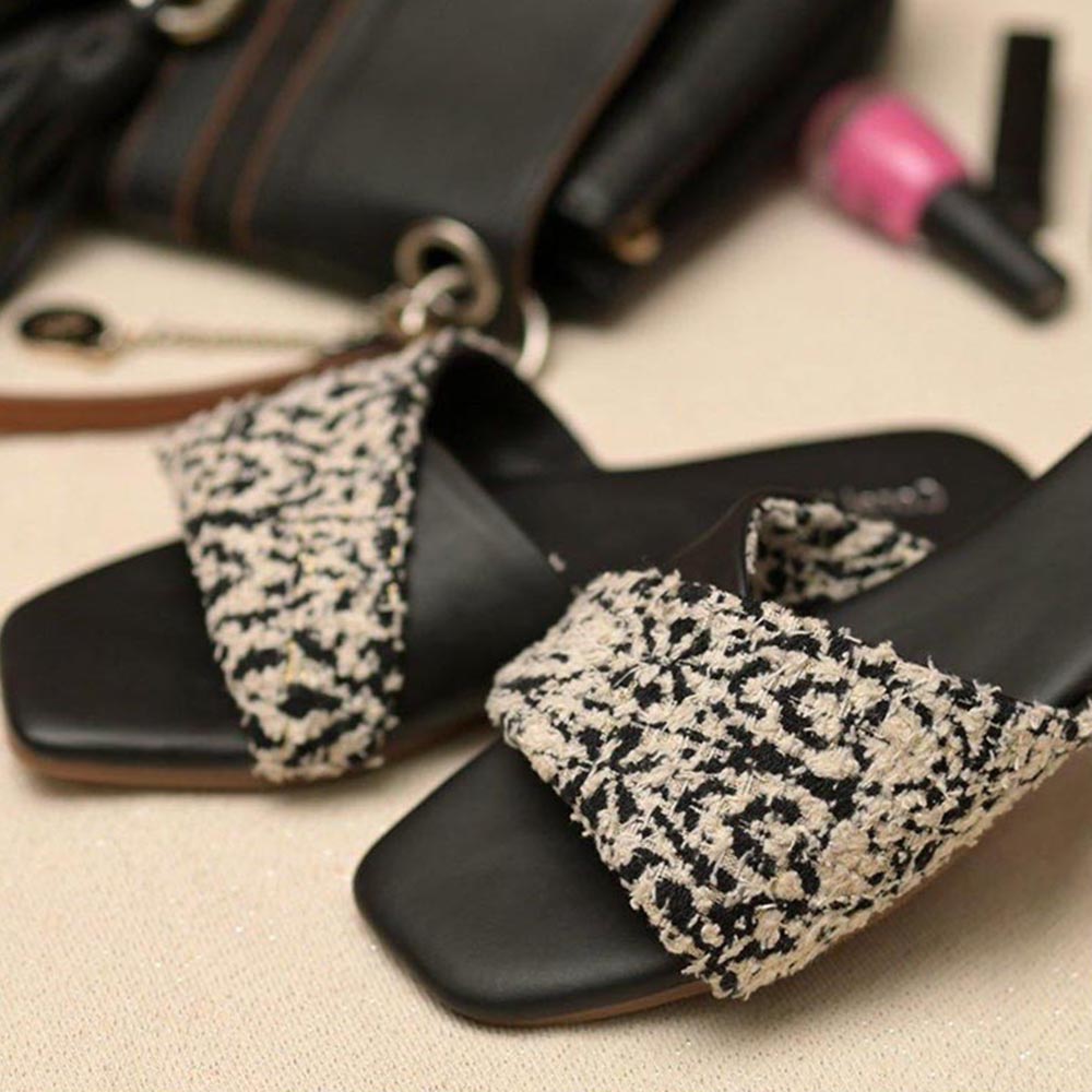 Coral Haze Maya Black Flats