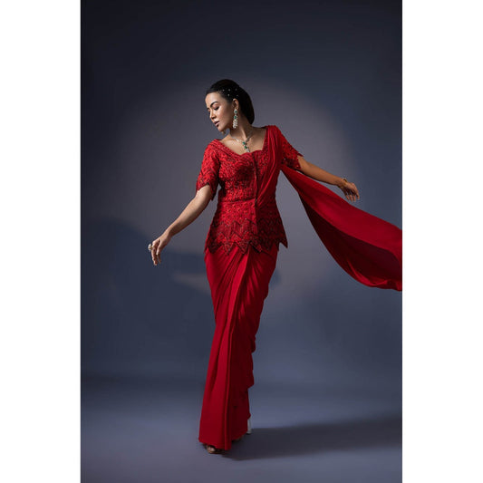 Daatri by meenakshi kakkar Drape Saree with Embroidered Jacket