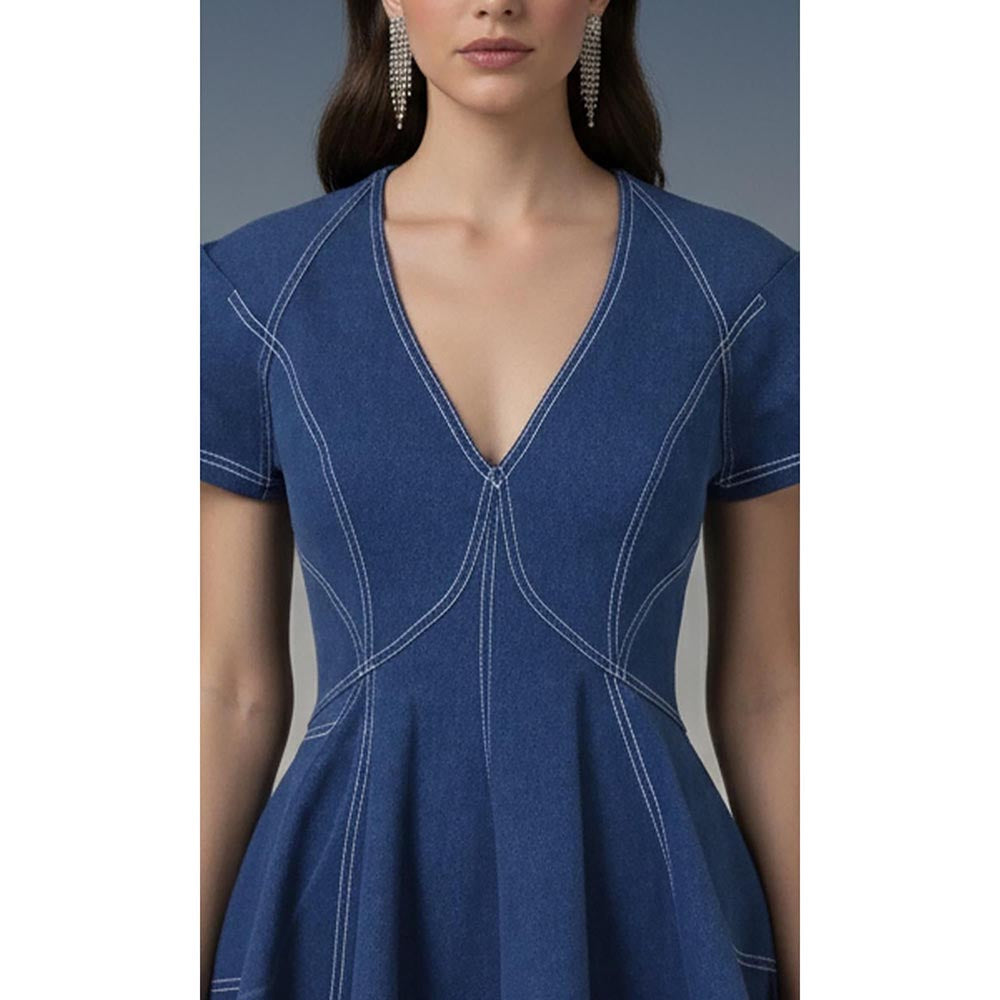 DARLYTTE Women Blue Flare Dress