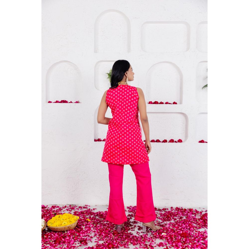 DEASHA INDIA Mirin French Rose Pink Bandhe Tunic with Pant (Set of 2)