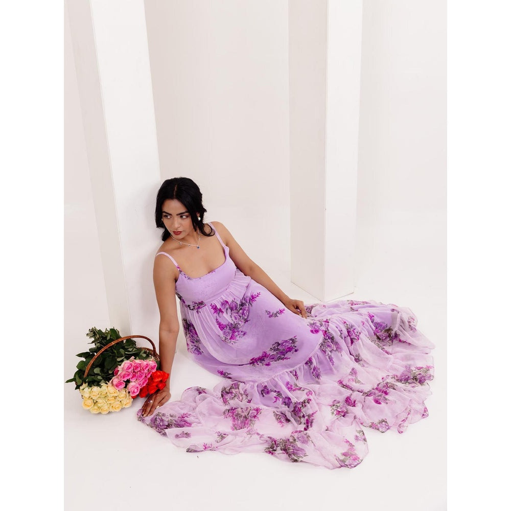 DEASHA INDIA Saanvi Lavender Floral Printed Dress