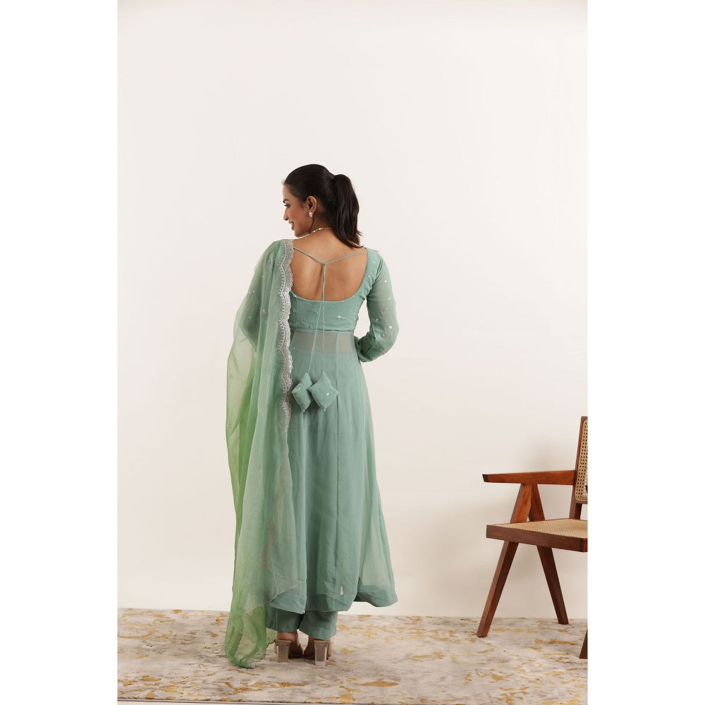 DEASHA INDIA Aarini Green Anarkali Set (Set of 3)