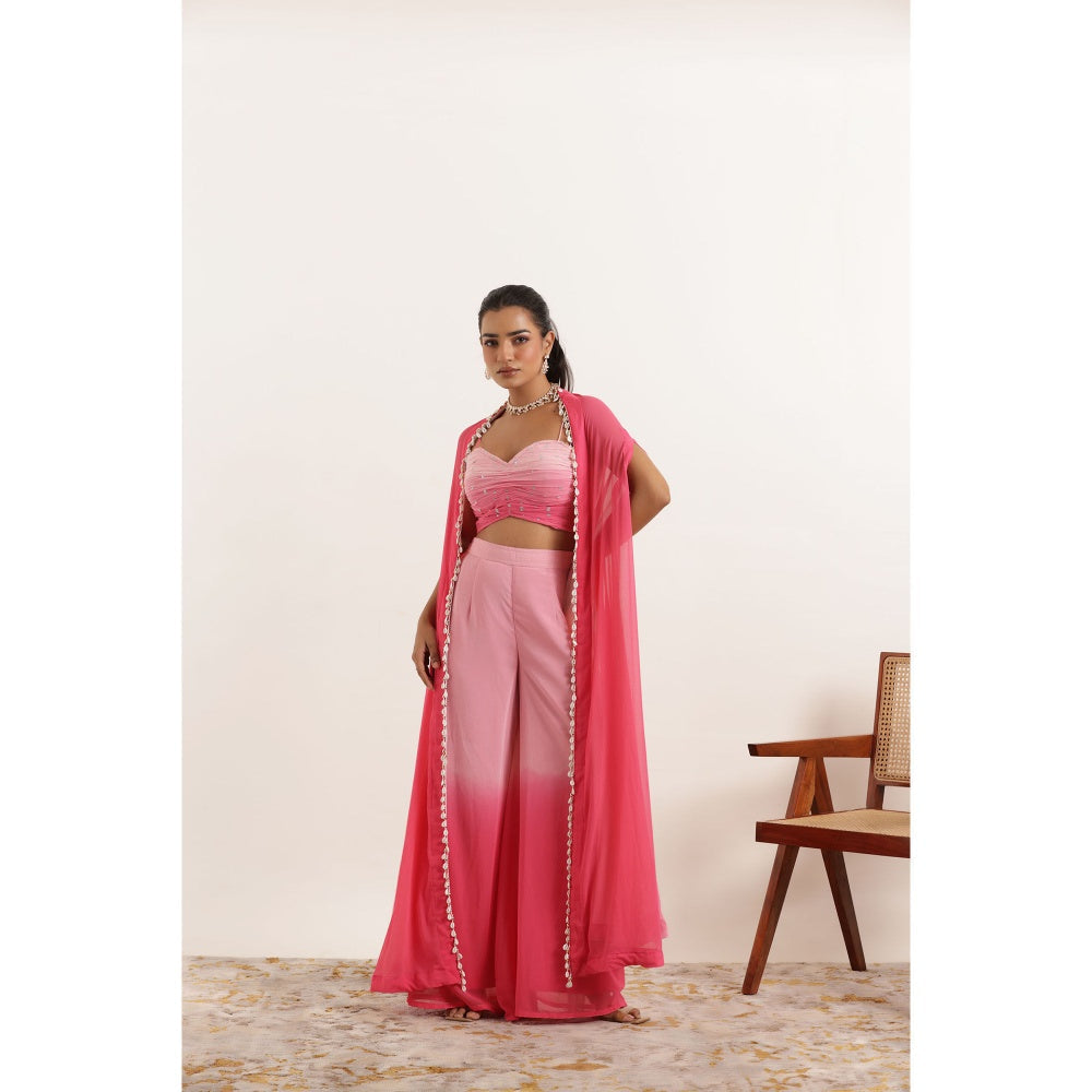 DEASHA INDIA Fusion Ombre Detailed Bustier with Pant and Shrug (Set of 3)