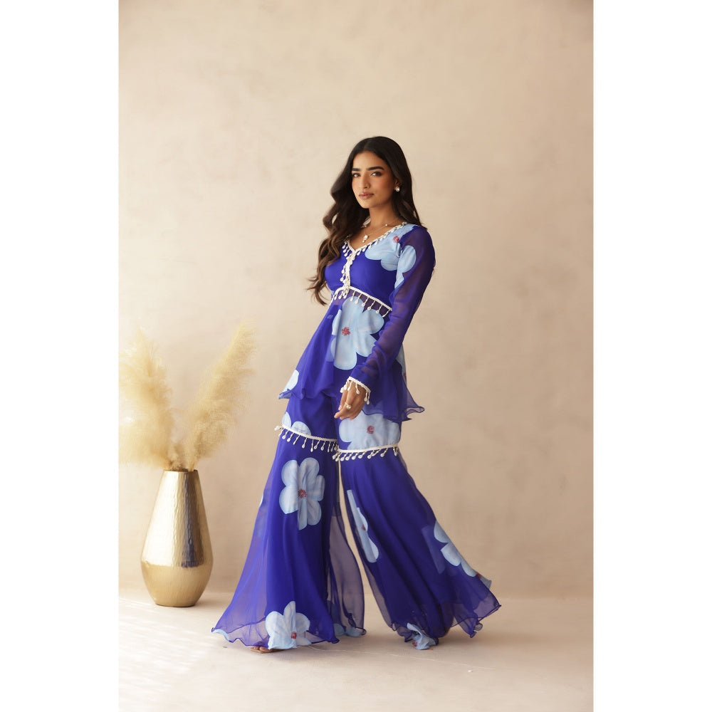 DEASHA INDIA Rahini Blue Hand Painted Co-Ord (Set of 2)