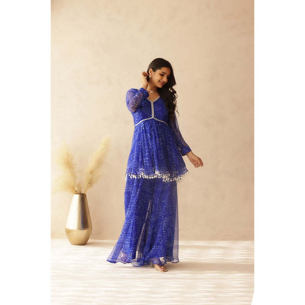 DEASHA INDIA Dhwani Blue Small Bandhej Co-Ord (Set of 2)