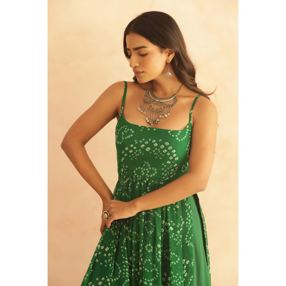DEASHA INDIA Mihira Green Bandhani Kurta with Palazzo