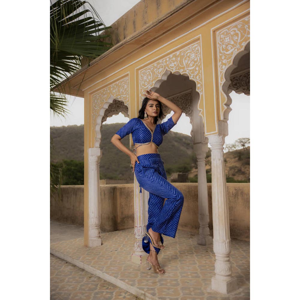 DEASHA INDIA Women Blue Kota Striped Blouse with Pant