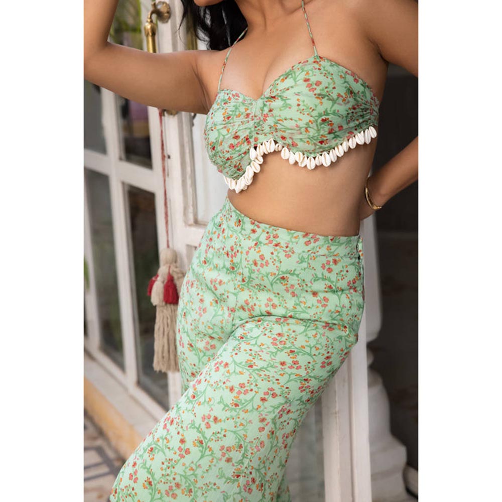 DEASHA INDIA Aliaa Sage Green Pearl Co-Ord Set