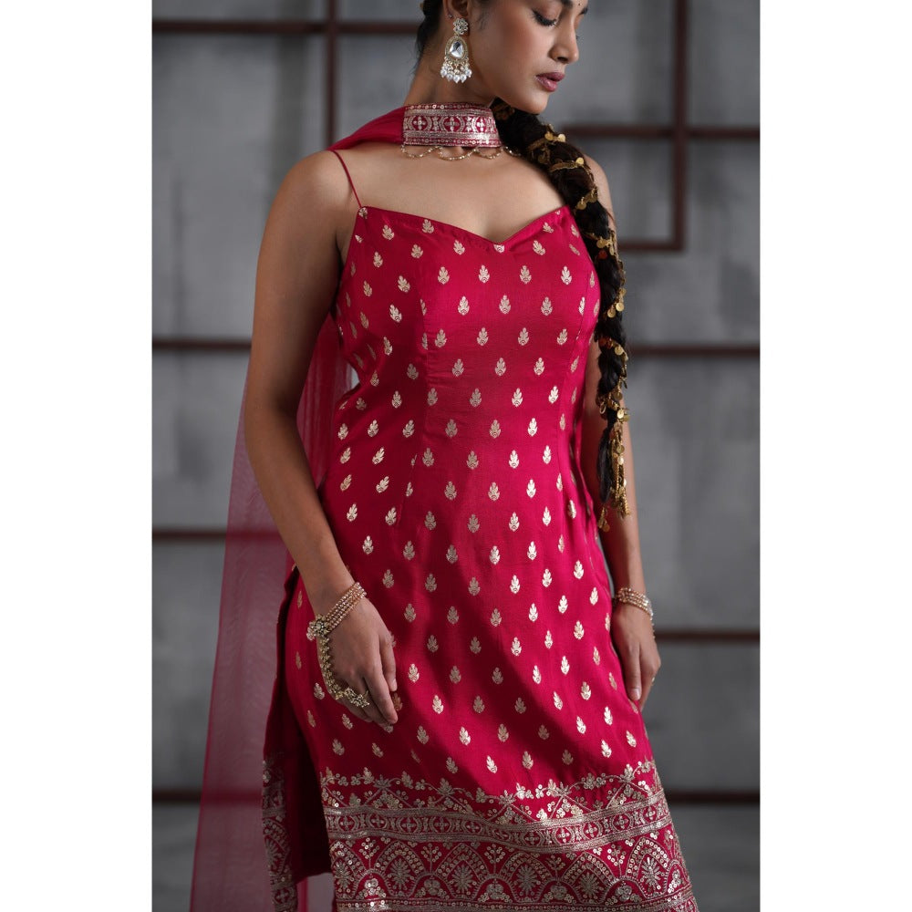 Deepika Chadha Pink Kurti with Churidar and Choker Dupatta (Set of 3)