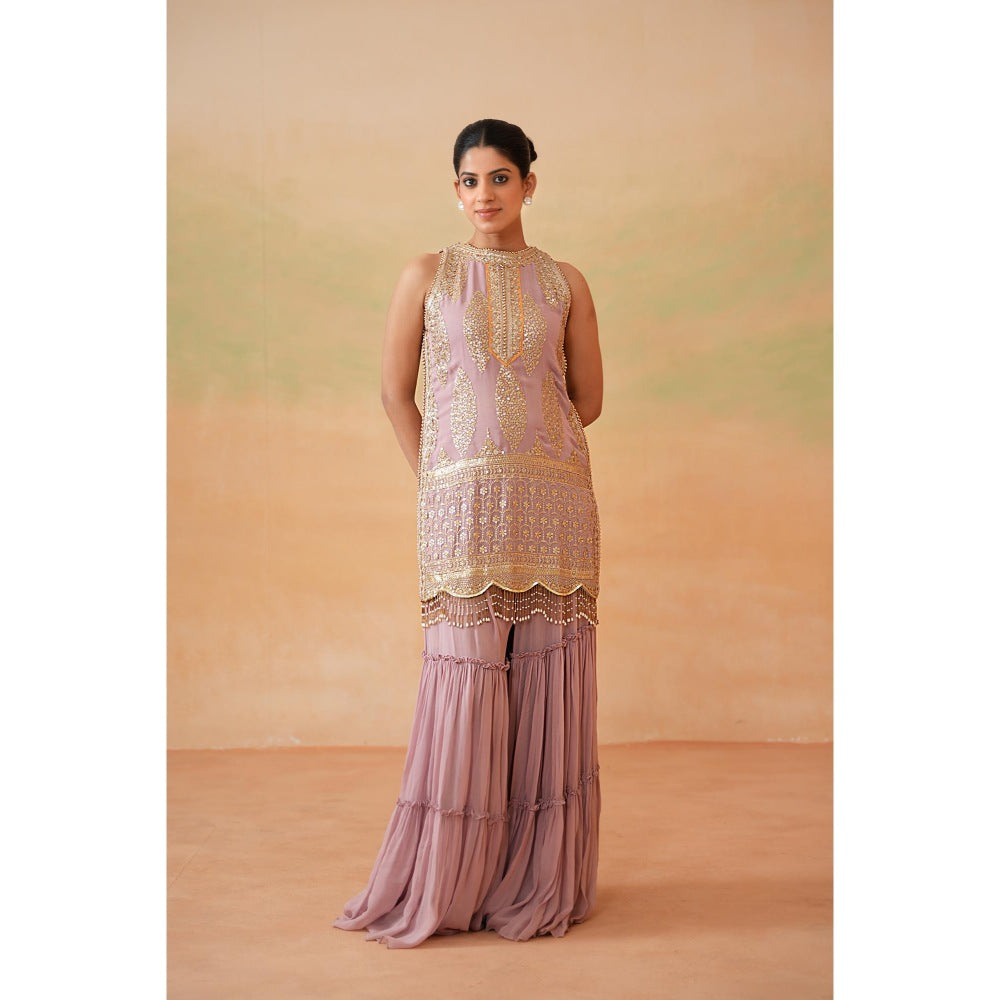 Deepika Chadha Purple Kurti with Sharara and Dupatta (Set of 3)