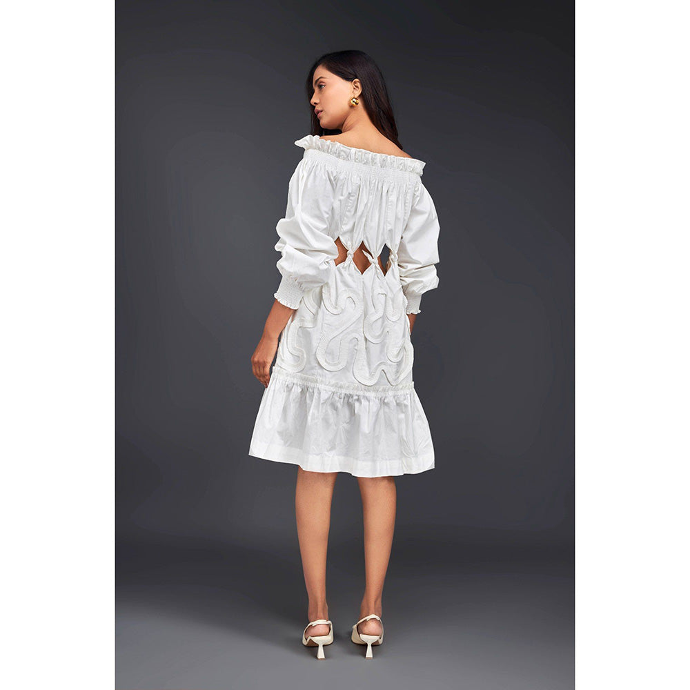 Deepika Arora White Off Shoulder Dress (Set of 2)