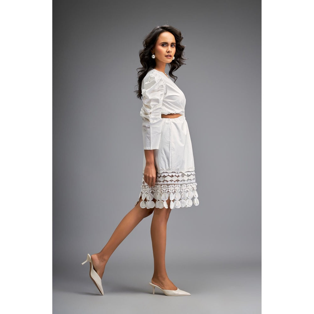 Deepika Arora White Knee Length Dress