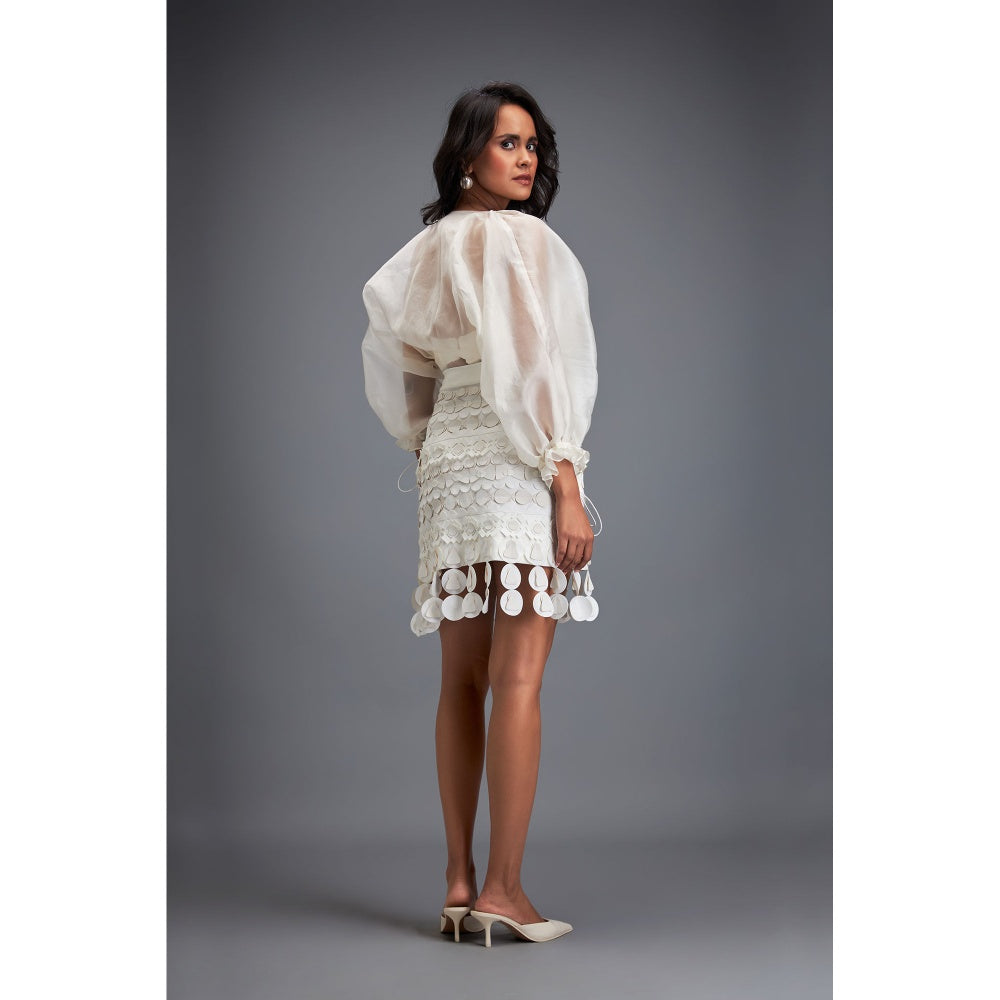 Deepika Arora Womens Self Design White Skirt