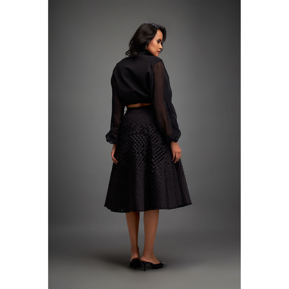 Deepika Arora Womens Self Design Black Skirt